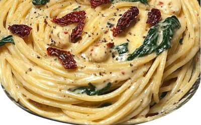 Spaghetti & Spinach with Sun-Dried Tomato Cream Sauce