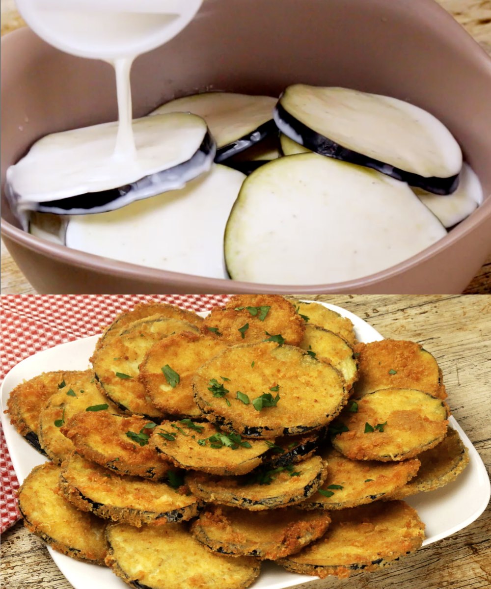 Just pour it over the slices of eggplant! 😍 Crispy and delicious, you won’t cook them any other way! Recipe in the comments