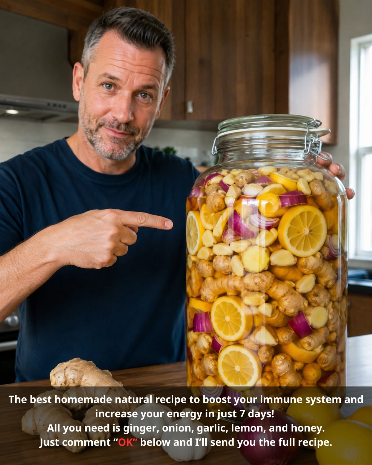 The best homemade natural recipe to boost your immune system and increase your energy in just 7 days! 🌿 All you need is ginger, onion, garlic,