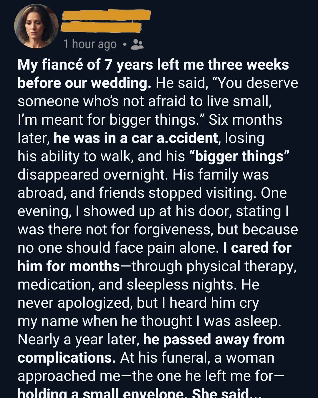 My Fiancé Left Me Weeks Before Our Wedding—But I Was the One by His Side When He Took His Last Breath